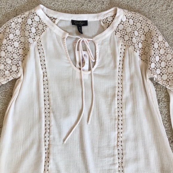 NWT, Jessica Simpson, Lace Trim Peasant Top! - Picture 5 of 8